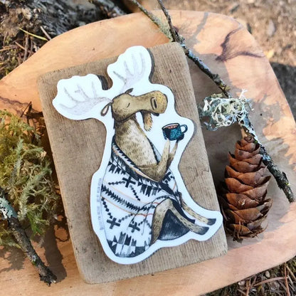 COZY MOOSE vinyl sticker from Little Pine Artistry