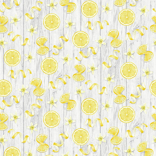 TOSSED SLICED LEMONS - Fresh Picked Lemons, Jane Shasky for Henry Glass Fabrics,100% Cotton, Toad Hollow Fabrics