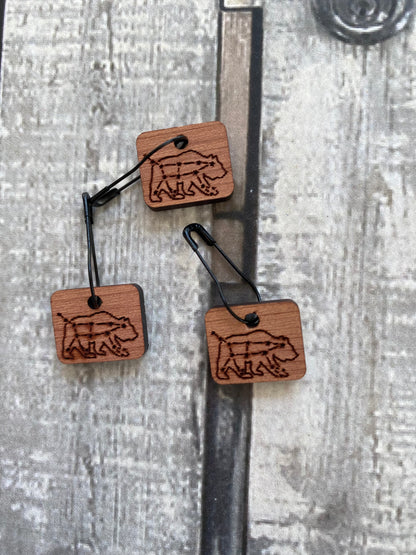 WOODEN STITCH MARKERS/PROGRESS KEEPERS from Dog Star Knits, The Olde Curiosity Shoppe, Toad Hollow Paper